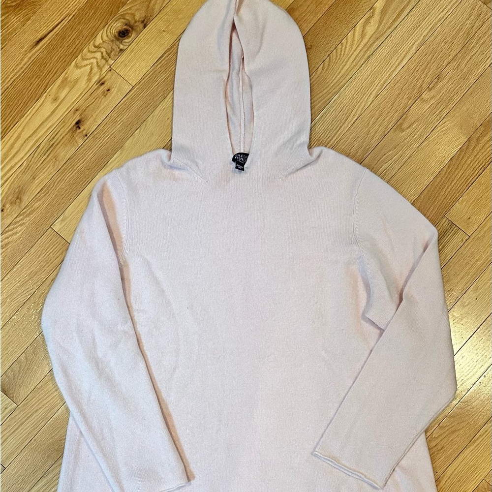 Women's Eileen Fisher Light Pink Hooded 2X Relaxed Fit 100% Cashmere Sweater